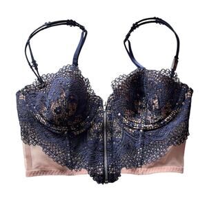 Victoria’s Secret Very Sexy Lined Demi Lace Zip Bra Top Bustier Corset